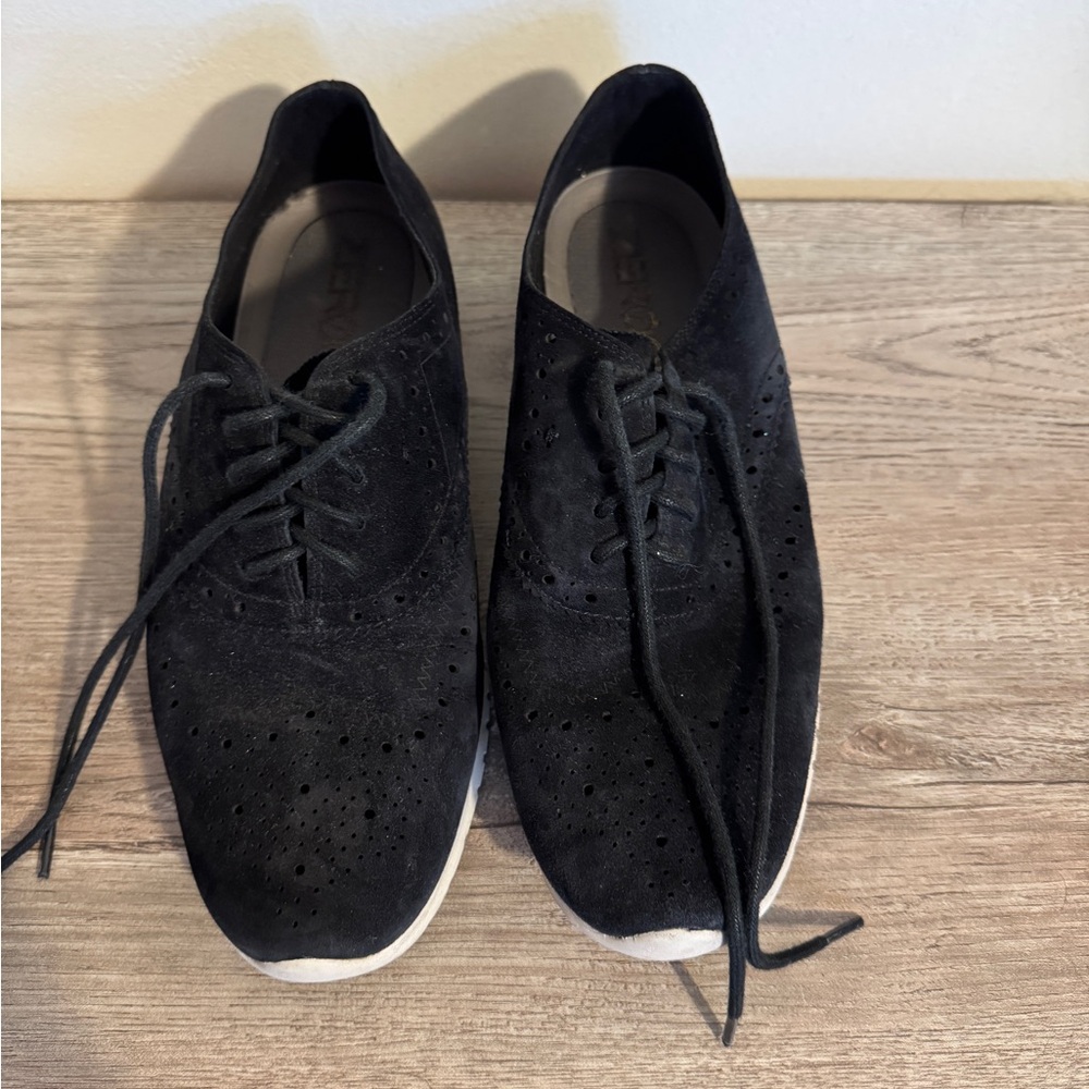 Cole Haan Black Zero Grand Oxford Suede Shoes